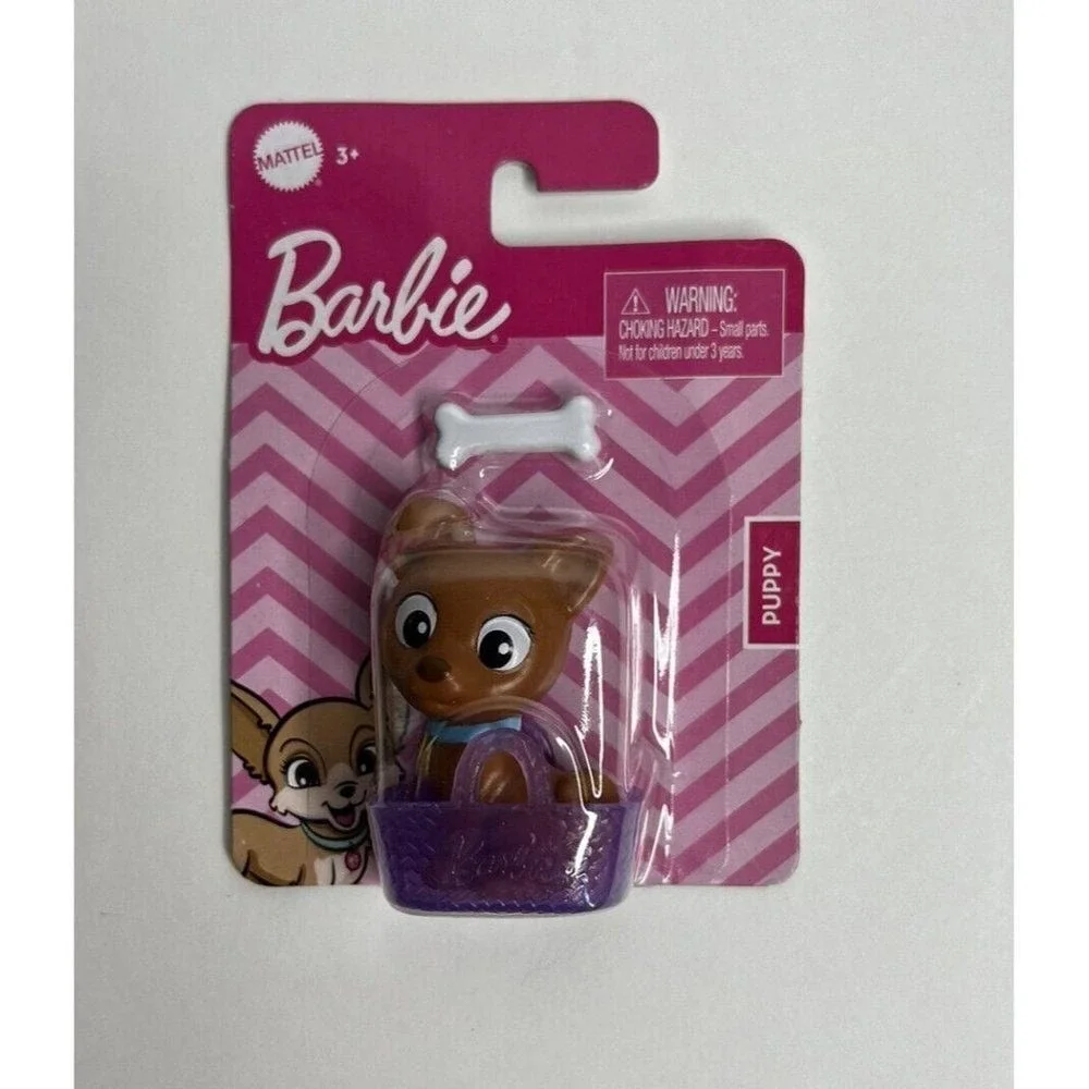 Barbie Pets in Baskets Play Set Bunny Puppy‎ Kitten With Toys Cake Toppers
